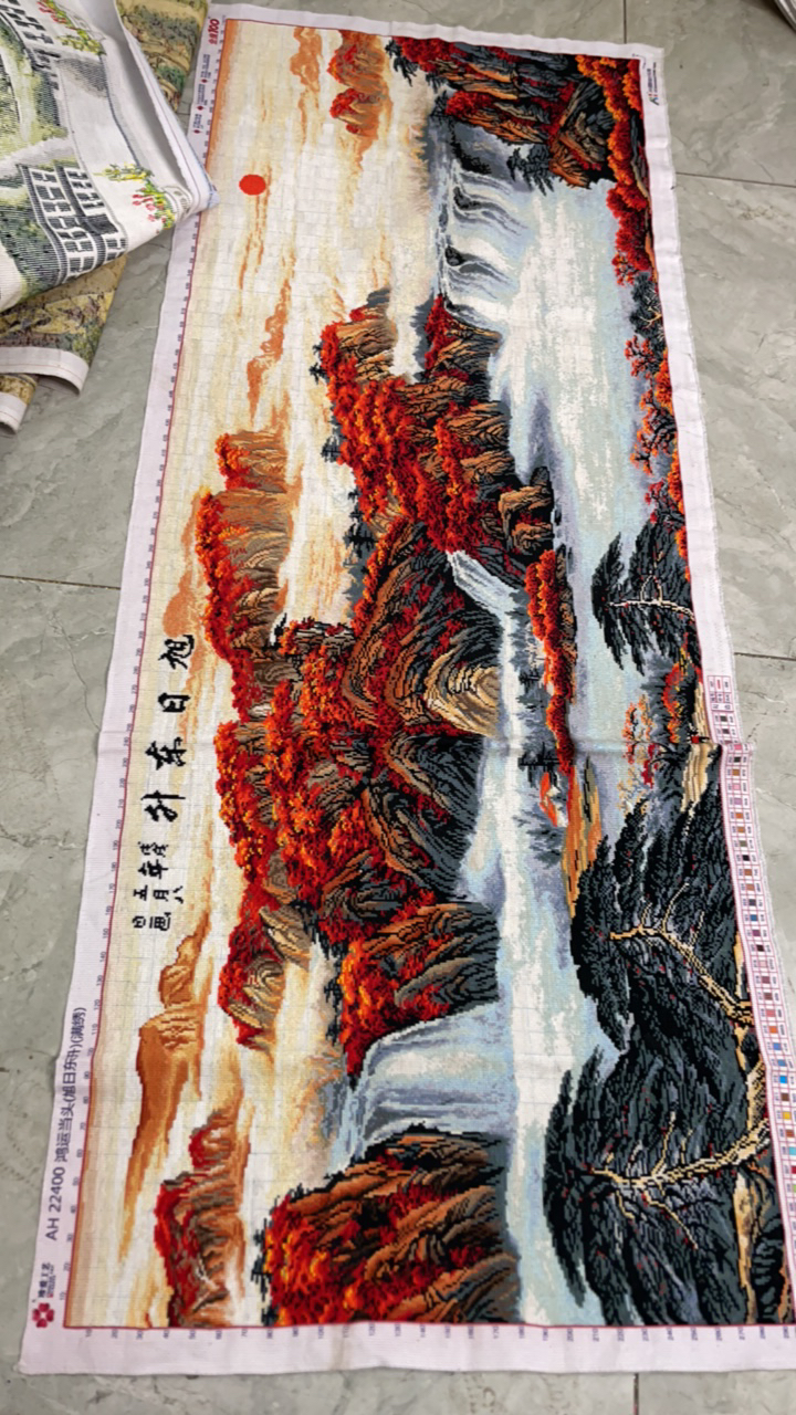 纯手工十字绣成品秀好的鸿运当头旭日东升满秀珍爱工艺客厅大画