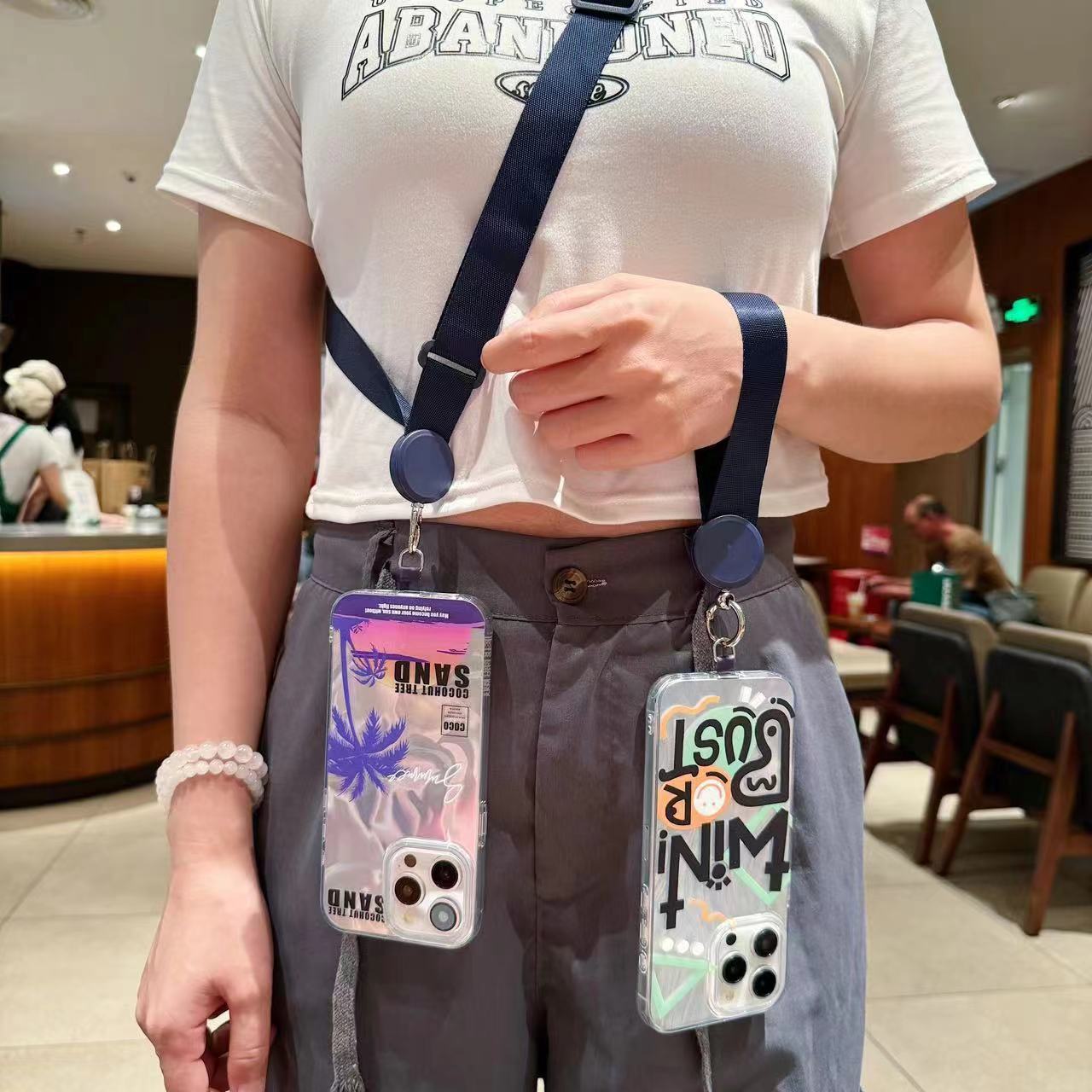 804手机挂绳女款网红斜挎创意防摔防丢可背手提通用长款挂脖神器