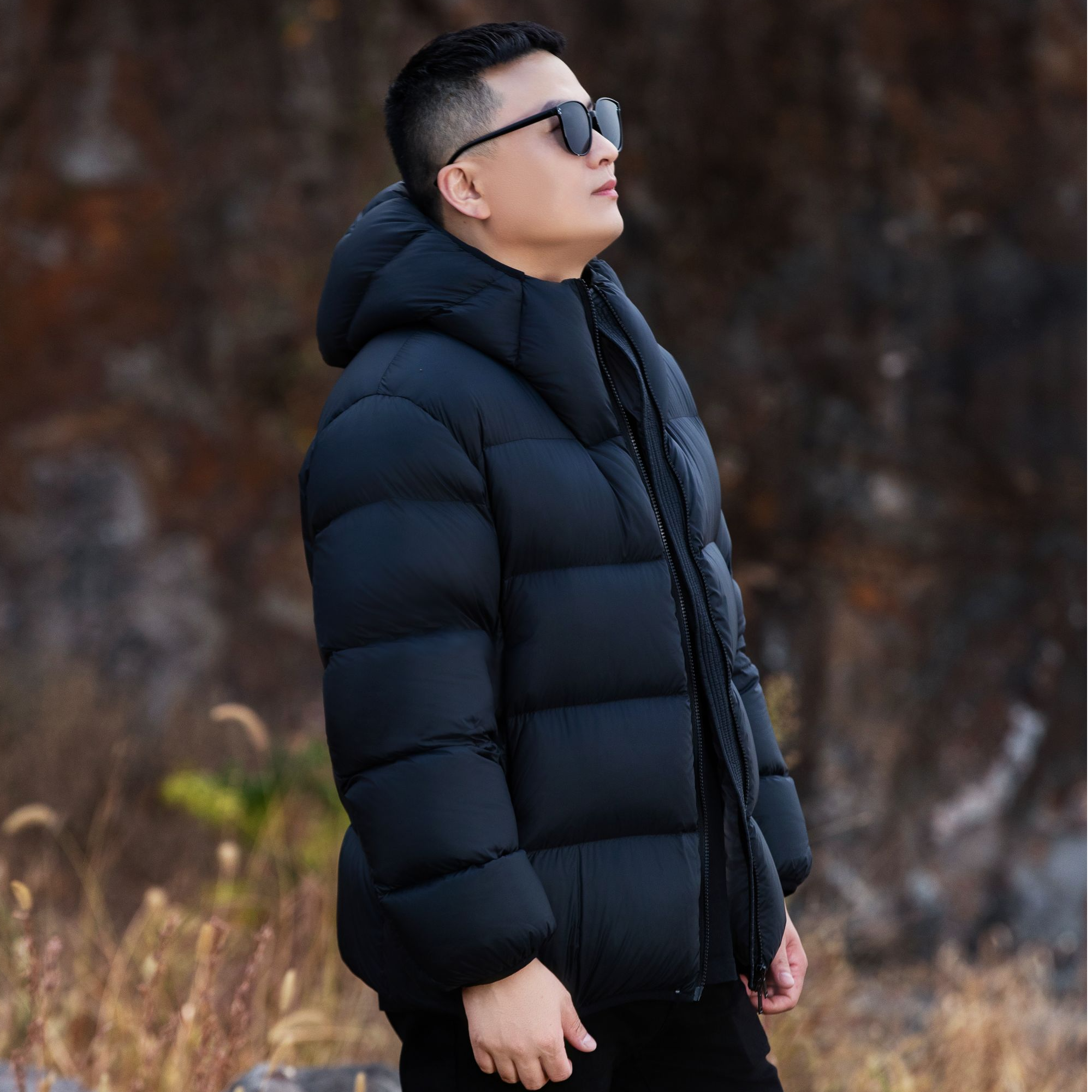 2024新款90白鹅绒加厚连帽男士保暖羽绒服