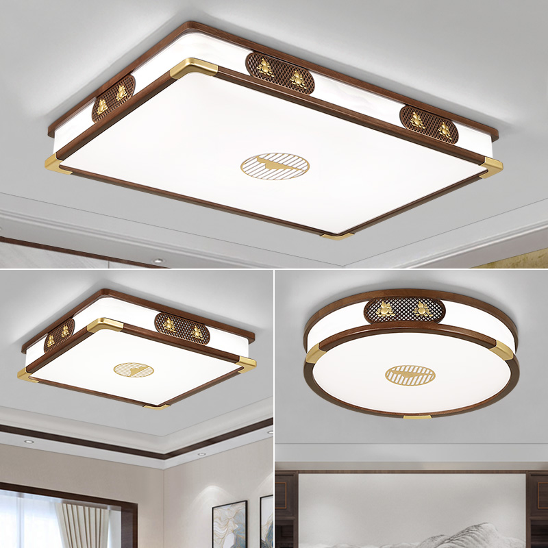 新中式客厅吸顶灯金丝檀实木卧室餐厅灯中式仿古灯具套餐中国风灯