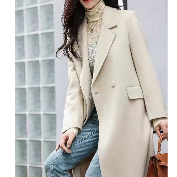 双面纯羊毛呢外套女2025时尚气质长款外套【H234629】