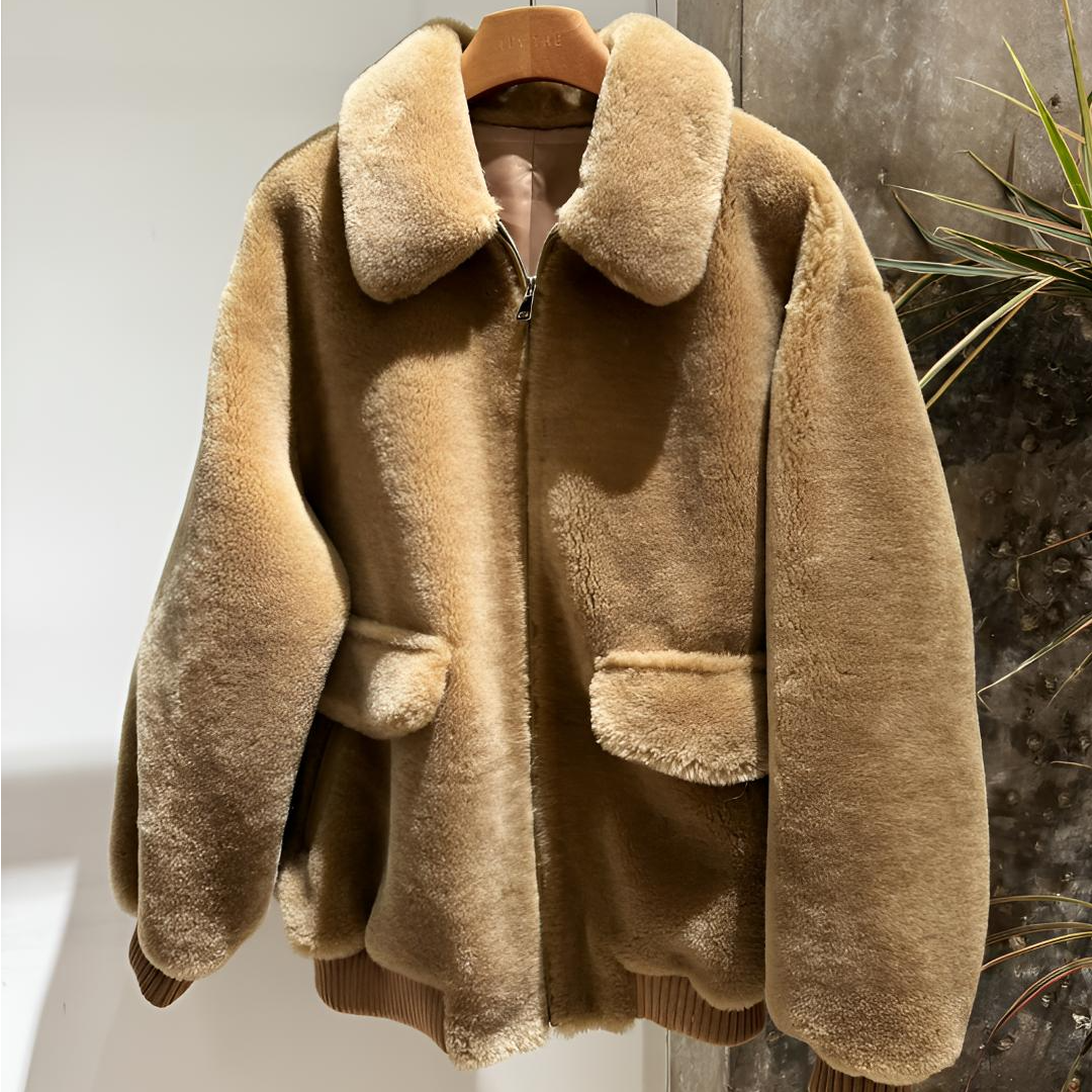 深圳南油冬季百搭重磅皮衣秋冬皮毛一体复古休闲时尚高级简约女士