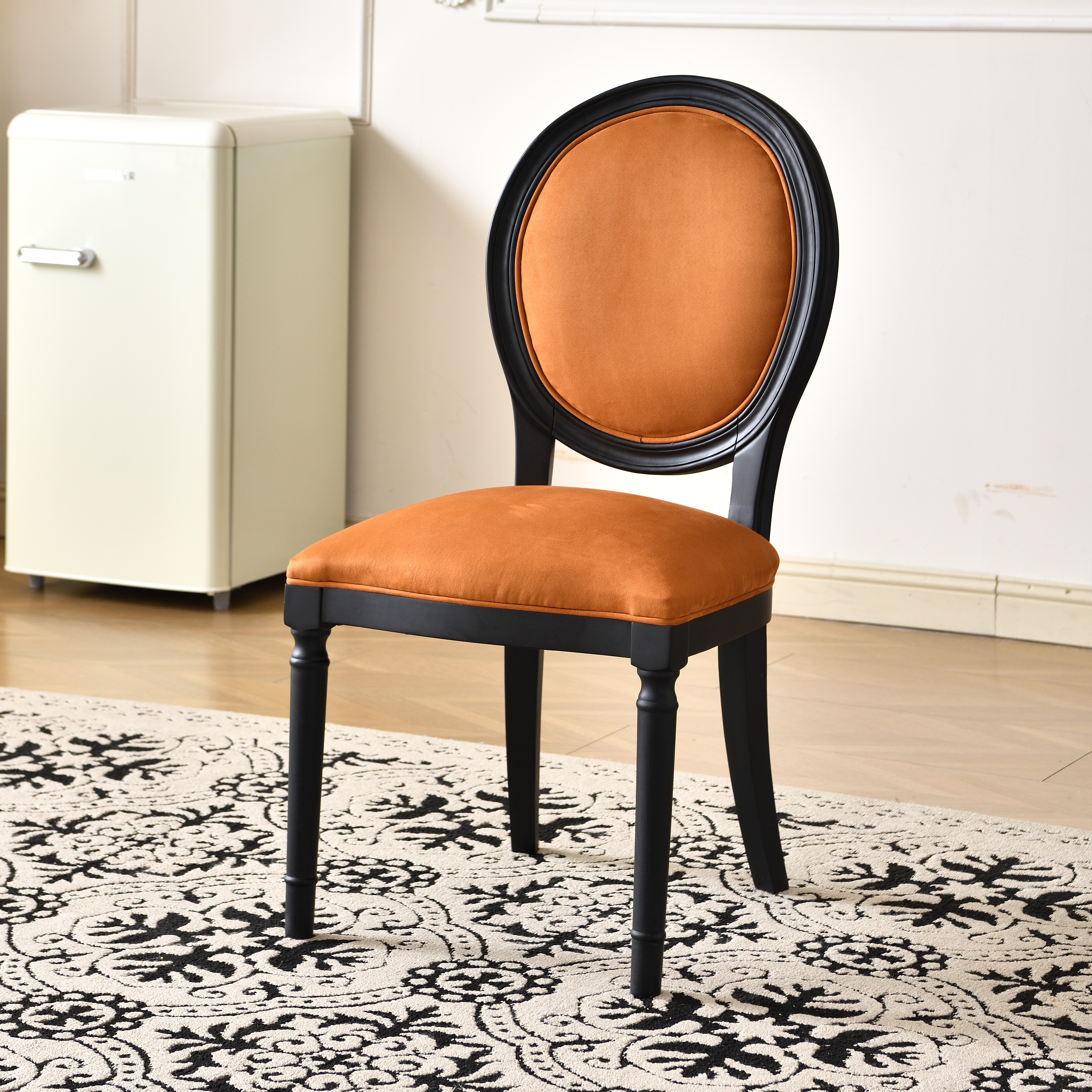 中古风家具餐桌椅美式复古家用轻奢餐椅客厅餐桌中古风软包椅子