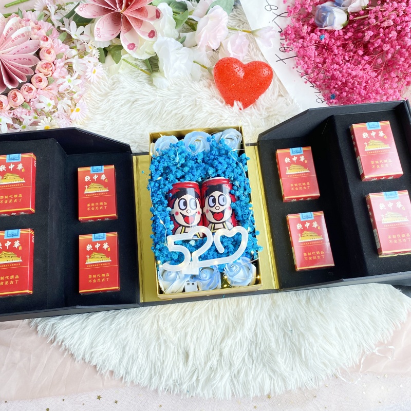 高端丝绸锁扣玫瑰款满天星装烟成品礼盒送男朋友老公节日礼物七夕