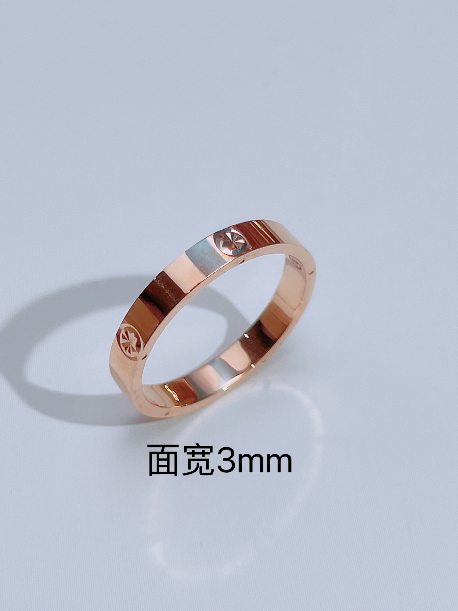 18k金经典米字车花3mm戒指(圈口偏小一码需要拍大一码)