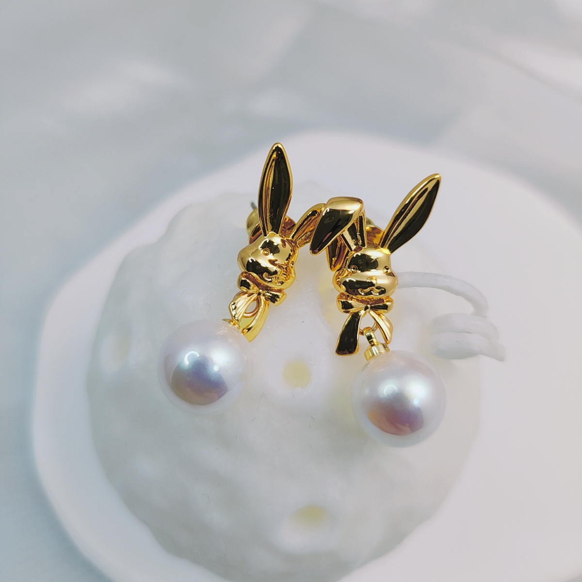 铜合金仿珍珠耳饰 【萌小兔】气质时尚轻奢小众简约百搭耳钉