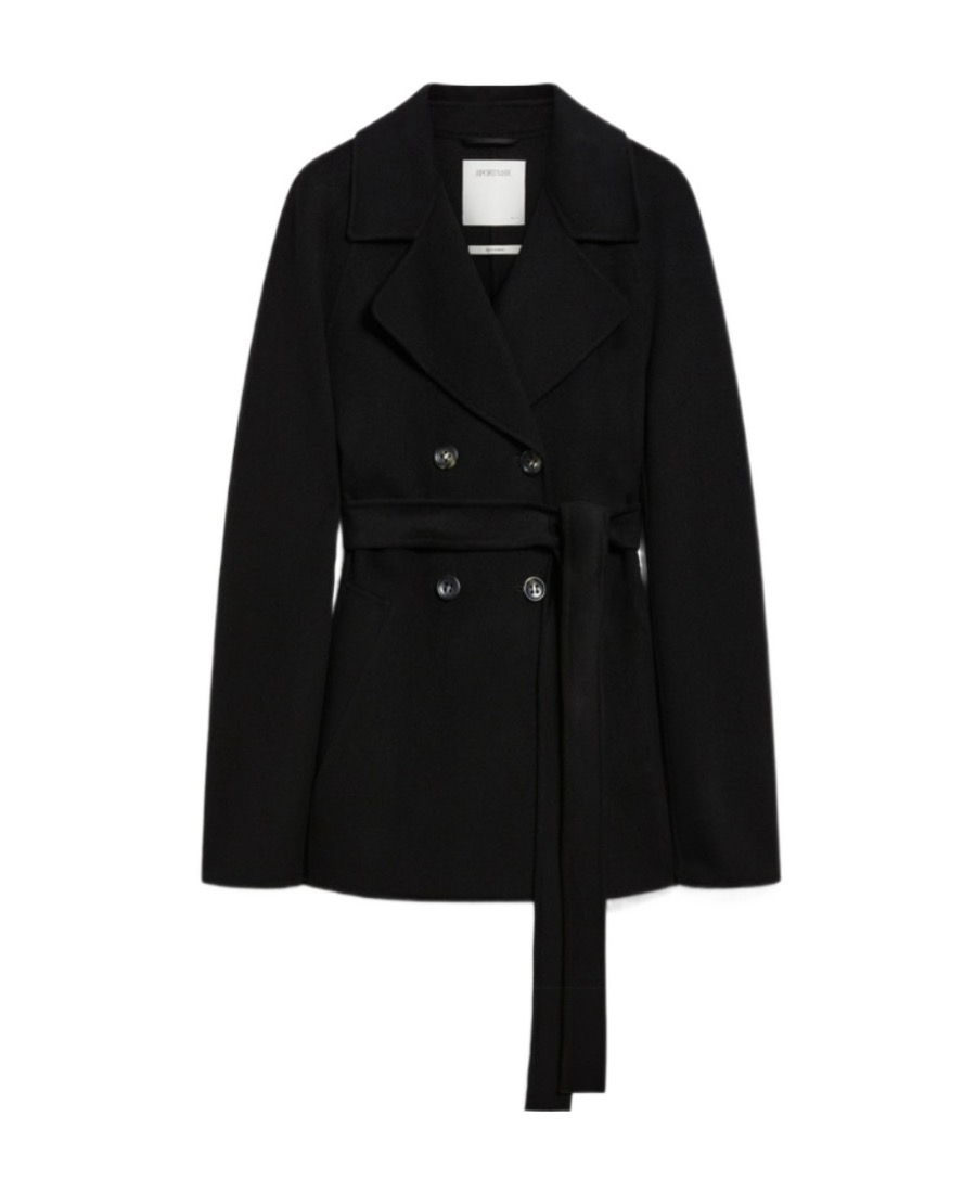 全新未使用 MaxMara Sportmax Ella秋冬短款翻领双排扣系带外套