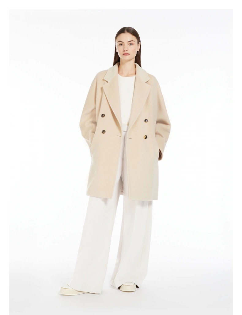 全新未使用 MaxMara 官网25380 pila 101801沙色短款翻领系带大衣