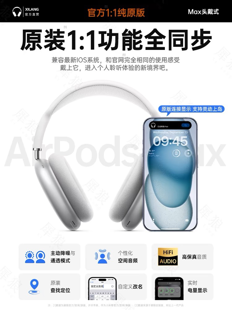 [1:1]苹果头戴式耳机华强北蓝牙耳机无线降噪2024新款音效