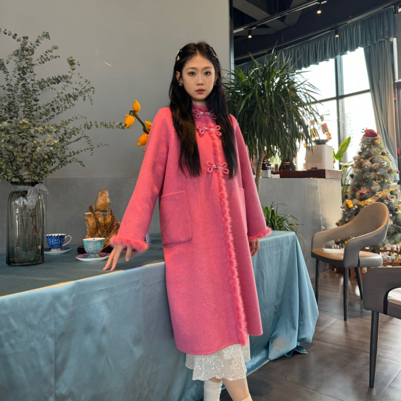 欣裁精致名媛风外套气质网红毛呢大衣YX81096