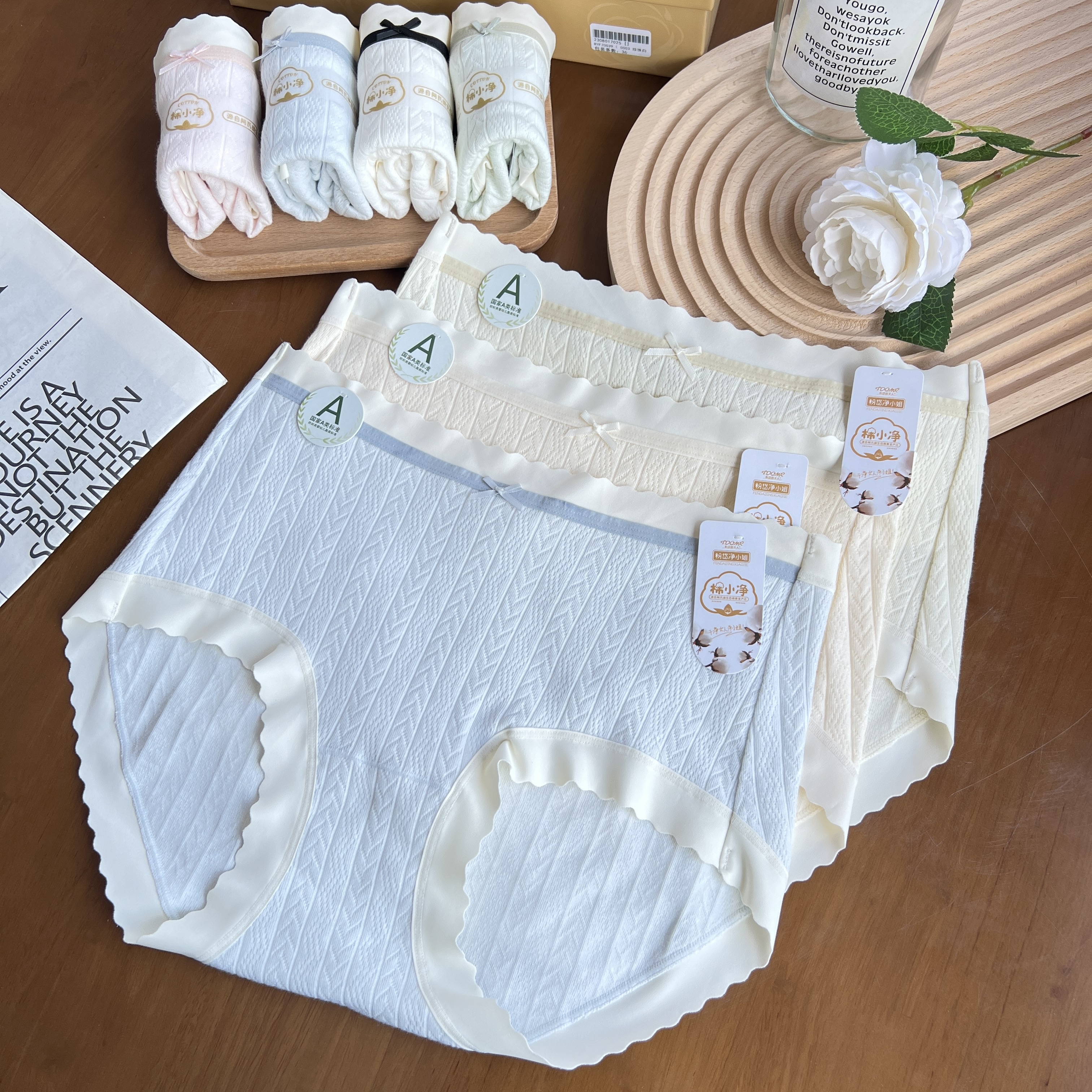 90-150斤棉小净A类97棉抗菌女士内裤精致提花舒适柔软底裤