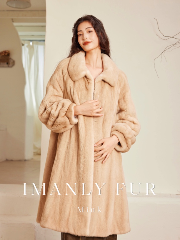 IMANLY【在逃公主】丹麦进口紫标级时尚秋冬娃娃领轻奢水貂皮草外套