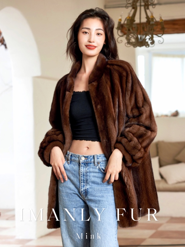 IMANLY【柏林少女全抽刀】紫金短二水貂皮草秋冬时尚女款水貂外套