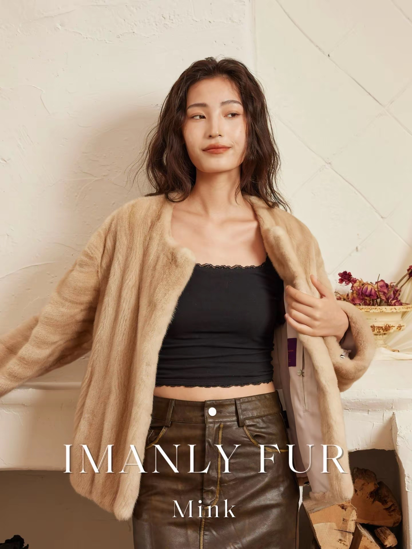 IMANLY 【匠心重工】机开全抽刀小母貂不夹革进口天鹅绒水貂皮草