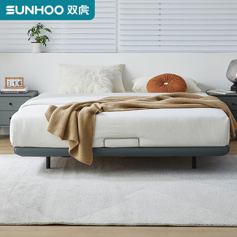 Sunhoo/双虎无床头悬浮床主卧现代简约悬空实木排骨架子皮床23633