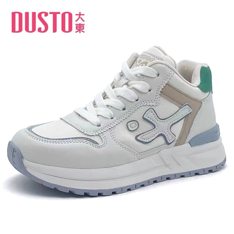 大东女鞋1913春季新款中跟平底圆头系带高帮时尚休闲鞋