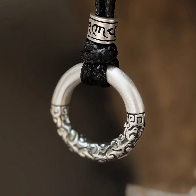 吊坠足银 祥云平安扣纯银项链高级感吊坠男生潮牌百搭男潮设计感