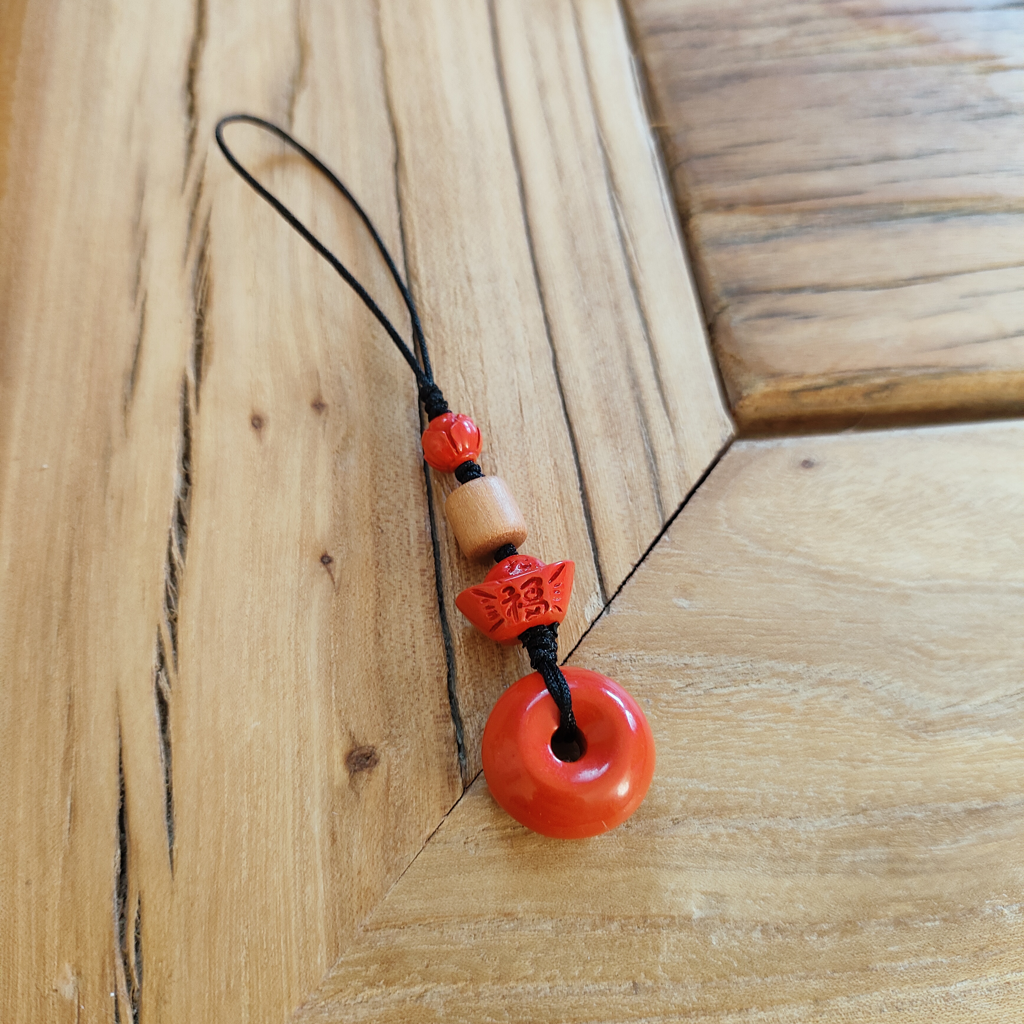 含辰砂工艺品天然压制朱砂平安扣手机挂钥匙扣