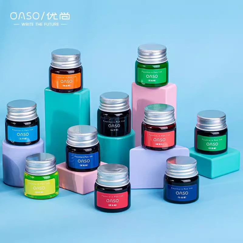 OASO/优尚彩色黑色墨水彩墨非碳素不堵笔墨水黑色蓝色蓝黑