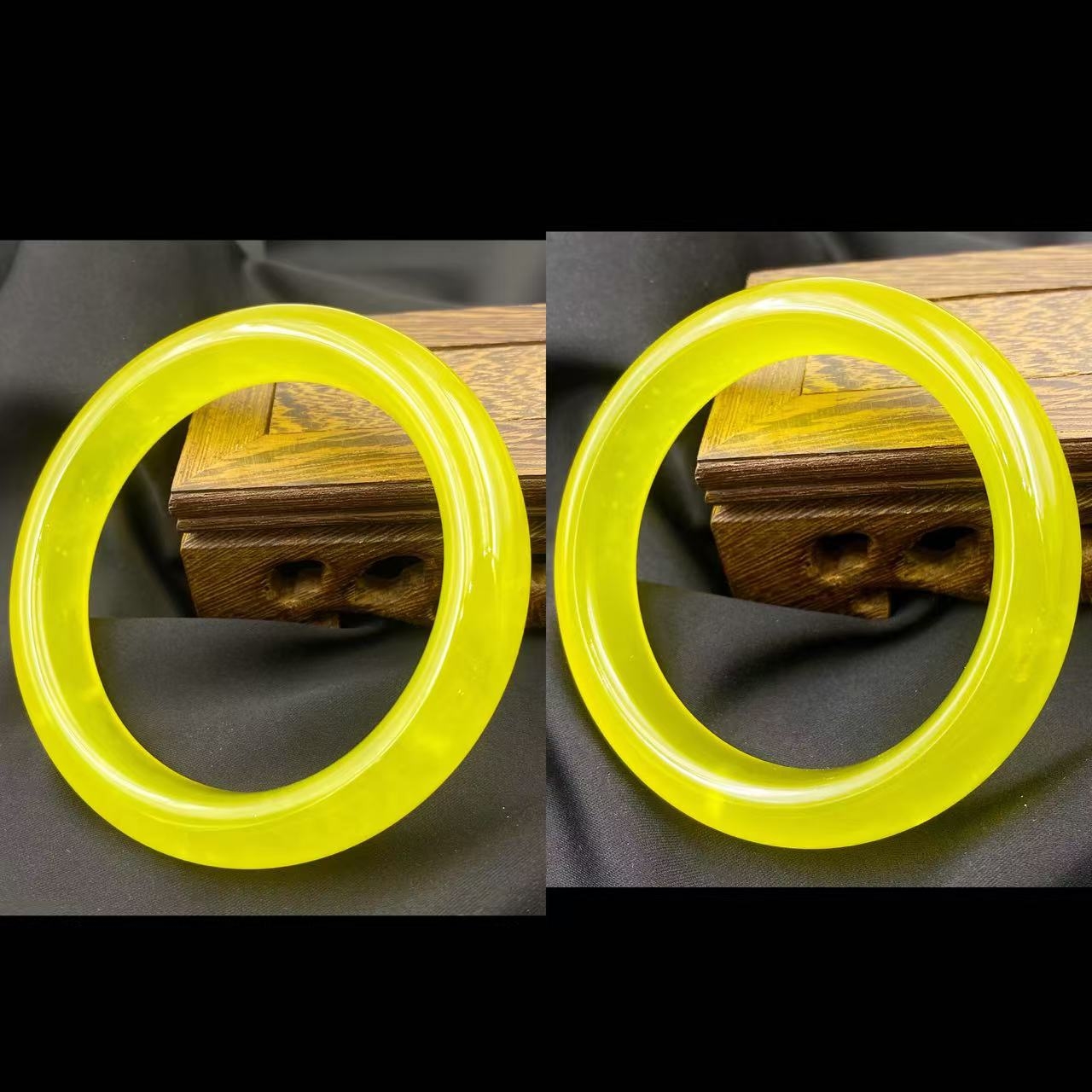 藏收级冰黄贵气岫玉宽版手镯S1025（多样性只发一件）手镯圈口55~62