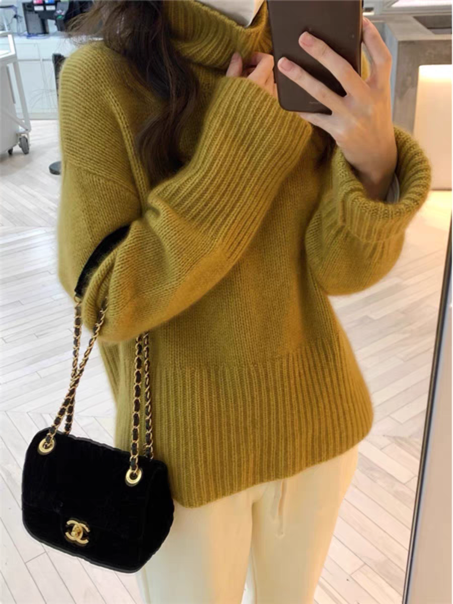 王菲同款高领加厚100%羊毛衫