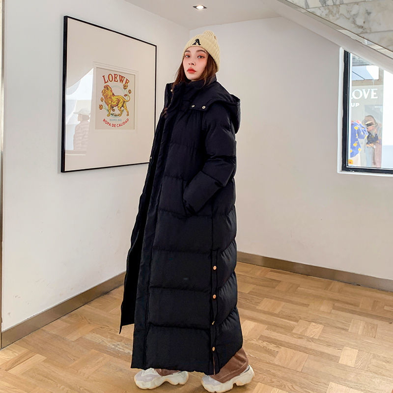 波司登韩版宽松加厚长款羽绒服服女2023新款艺考学生过膝到脚踝黑
