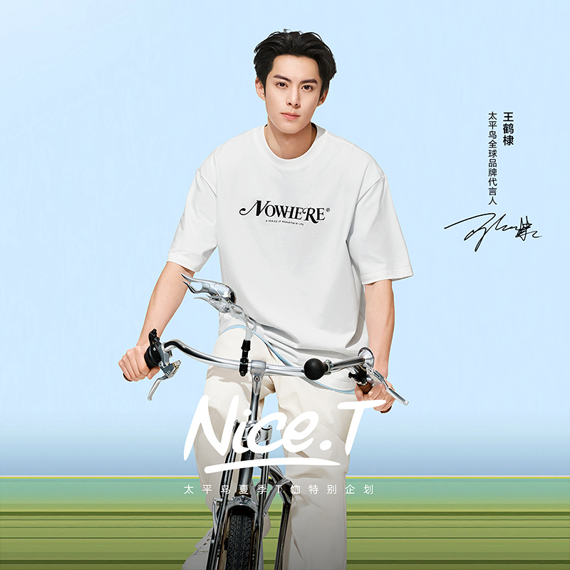 【专属】【王鹤棣同款】太平鸟男装夏季宽松短袖T恤B2CNE2201