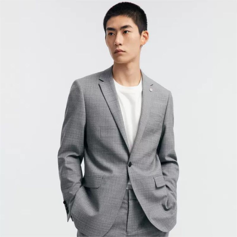 太平鸟男装 春季男士休闲单排扣便服斯文西服外套BWBAD3204