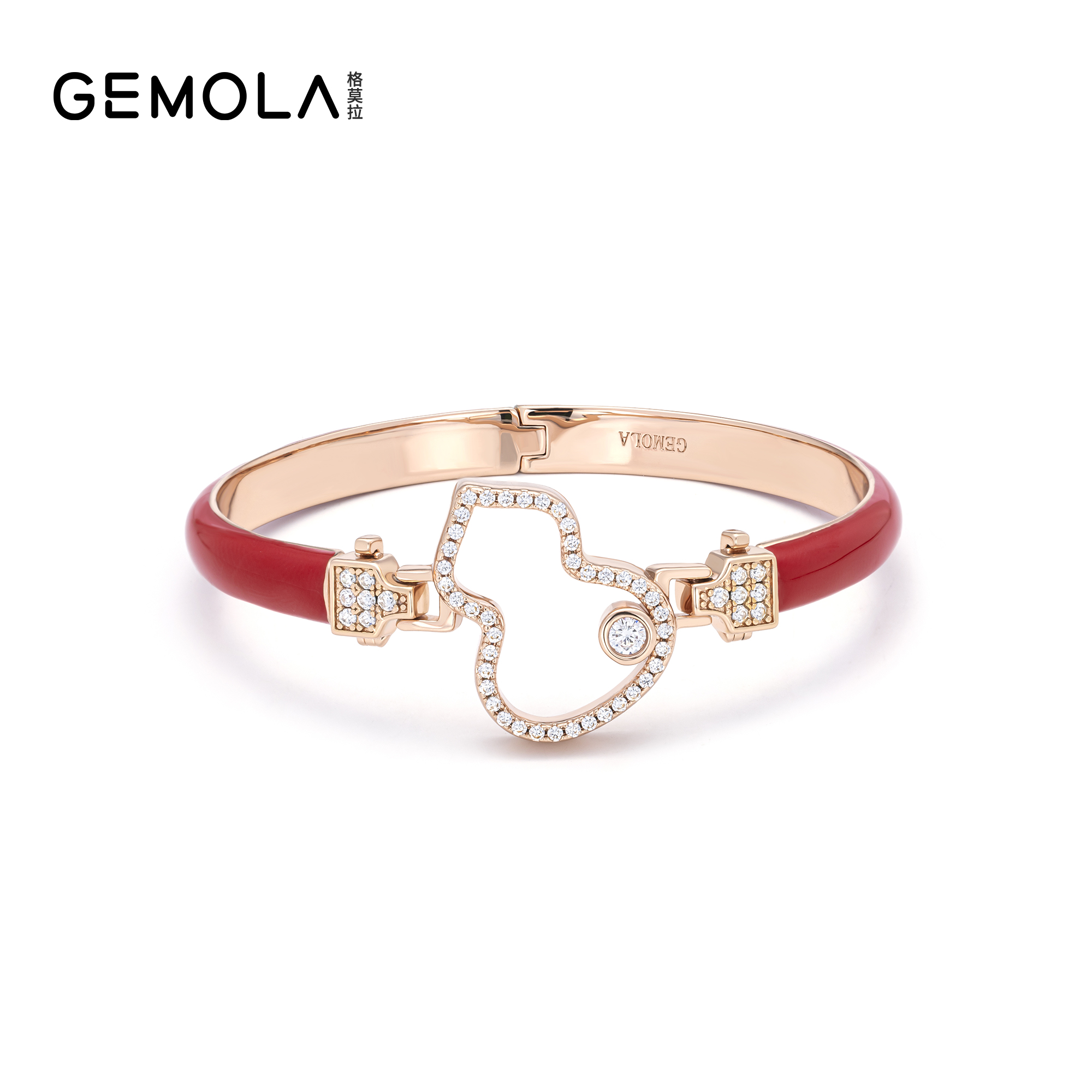 GEMOLA/格莫拉 925银合成锆石手镯 红色镂空轻奢葫芦手镯10518SR