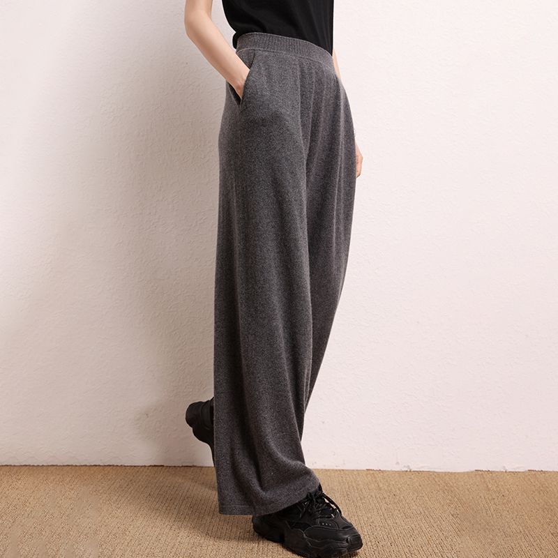 女款高腰羊绒阔腿裤宽松外穿羊绒裤