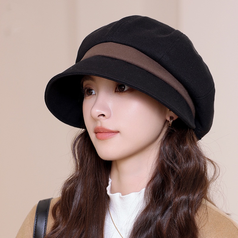 韩版显脸小贝雷帽秋冬时尚百搭妈妈渔夫帽堆堆帽女保暖八角帽盆帽