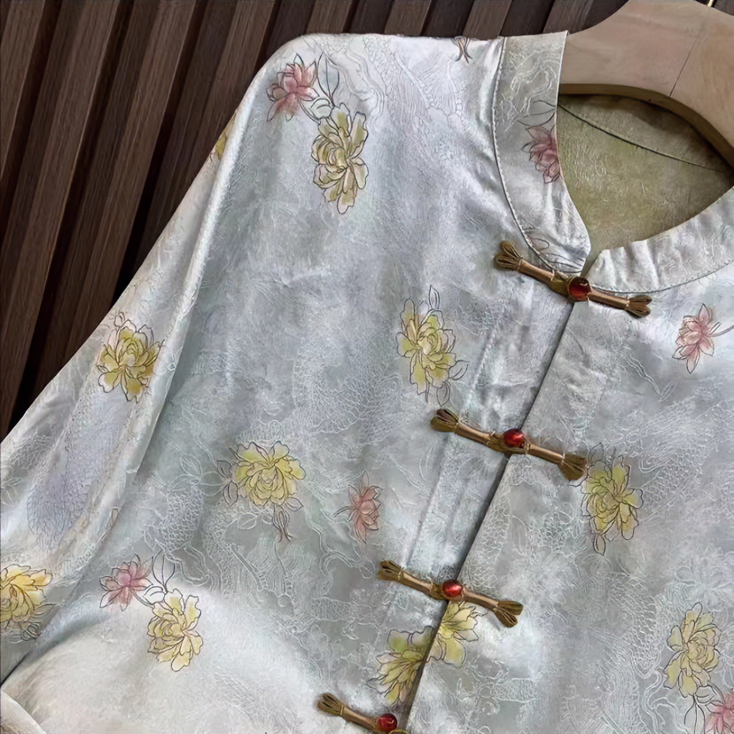 【龙纹】新中式国风时尚提花开衫外套夏季新款小立领九分袖女上衣