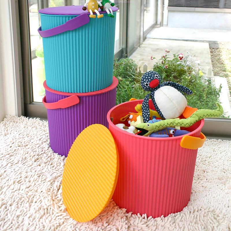  利快日本Omnioutil日本原装进口多功能玩具桶带盖收纳桶凳子