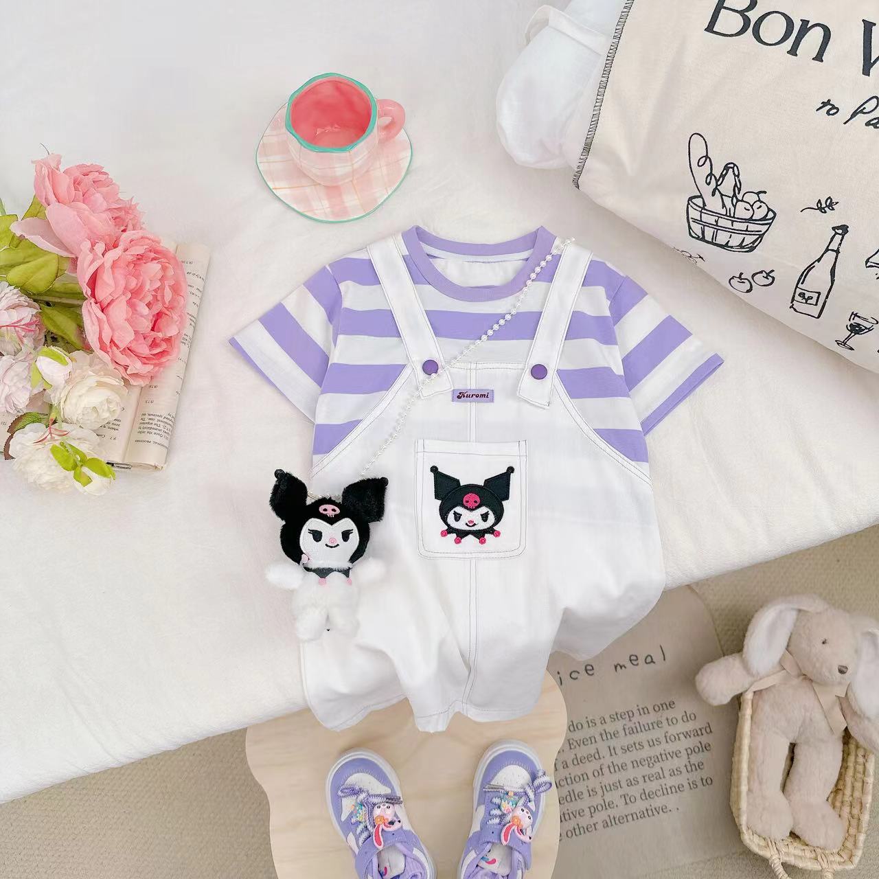 夏季韩版可爱时尚休闲库洛米假两件背带裙（带公仔） D-AB253