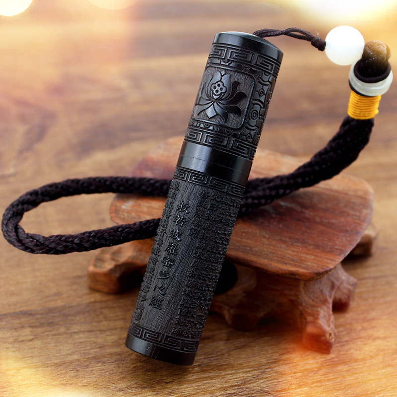 佐罗迷你煤油打火机关公黑檀木老式砂轮创意个性雕刻火折子Z542关