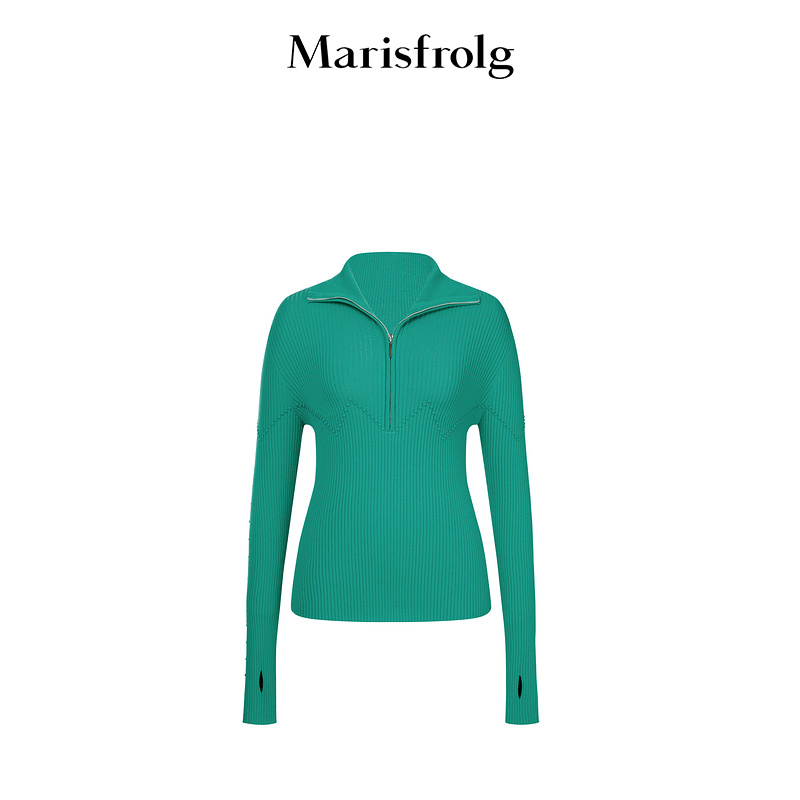 玛丝菲尔打底OL修身时尚半开领毛针织衫A1CX4819M