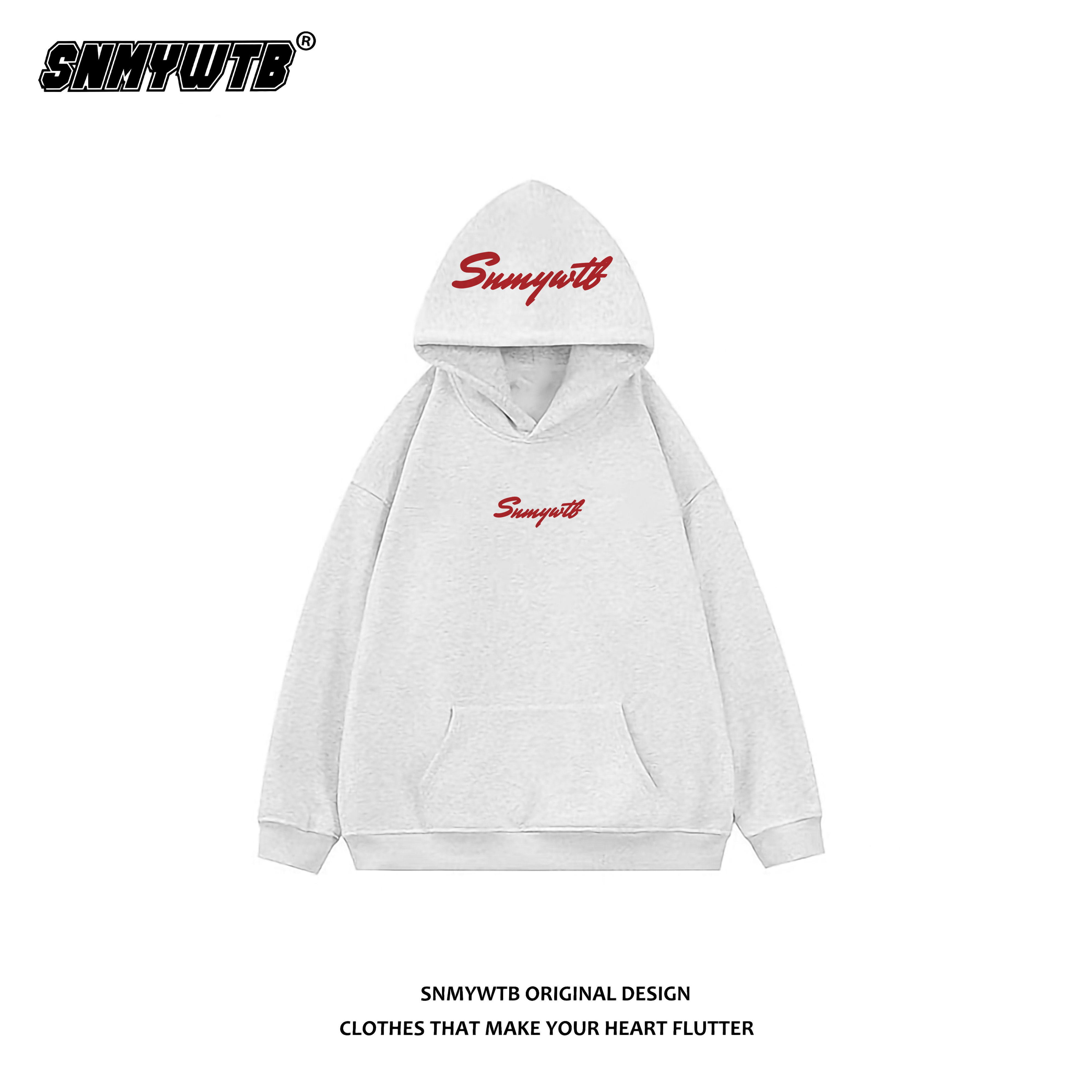 SNMYWTB美式复古绣花logo加绒连帽卫衣宽松男女ins百搭帽衫情侣