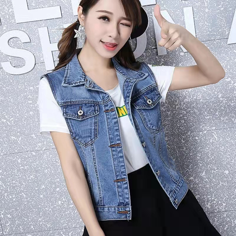 牛仔马甲百上衣搭外穿马夹背心春秋修身显瘦洋气时尚休闲百搭坎肩