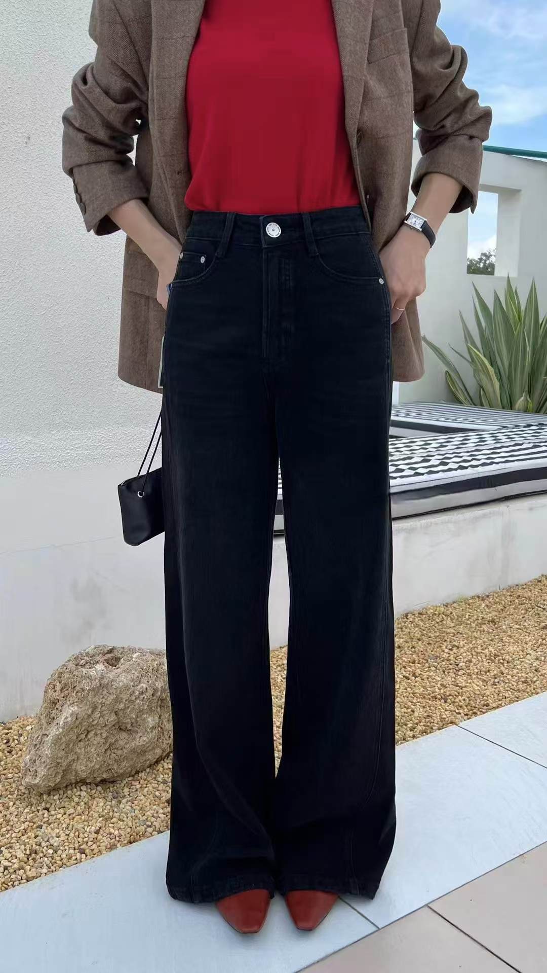 <双11来喽>极致黑♡微阔腿牛仔裤  高品质