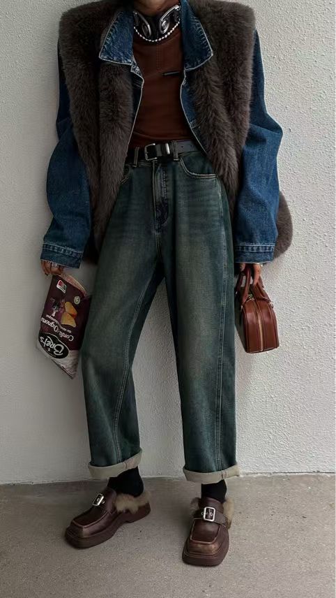 <双11来喽>沙丘蓝♡男友裤直筒牛仔裤