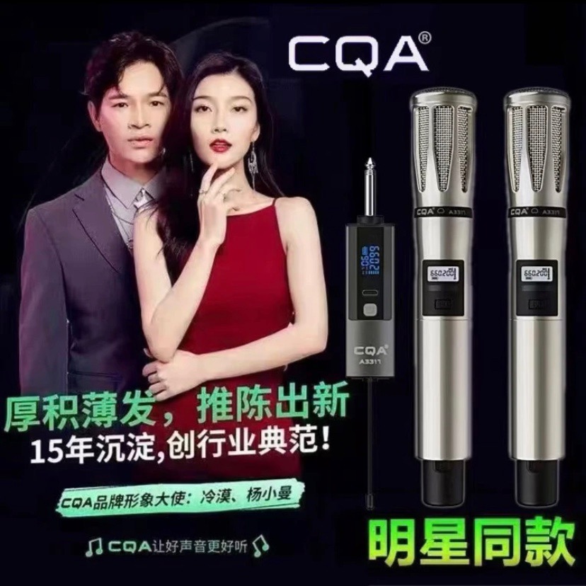 CQA 专业无线麦克风k歌一拖二U段舞台家用ktv话筒声卡直播设备