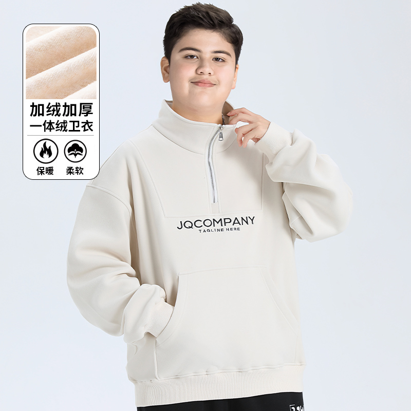 胖童中大童卫衣高领男童青少年大码上衣加绒休闲长袖打底54019