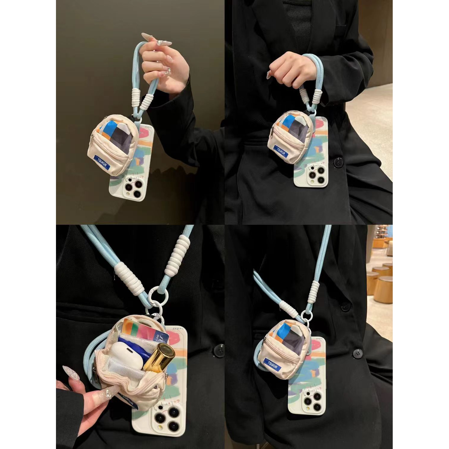 小红书爆款迷你书包适用苹果15ProMax手机壳iPhone14Pro女12斜跨6