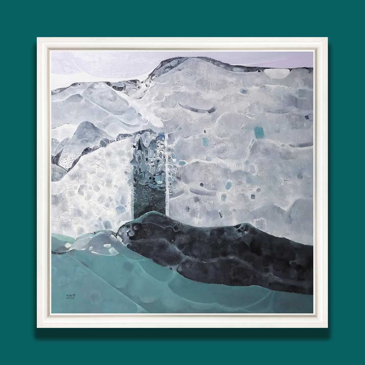 手工油画装饰收藏画现代艺术画油画居家装饰画《春山行》