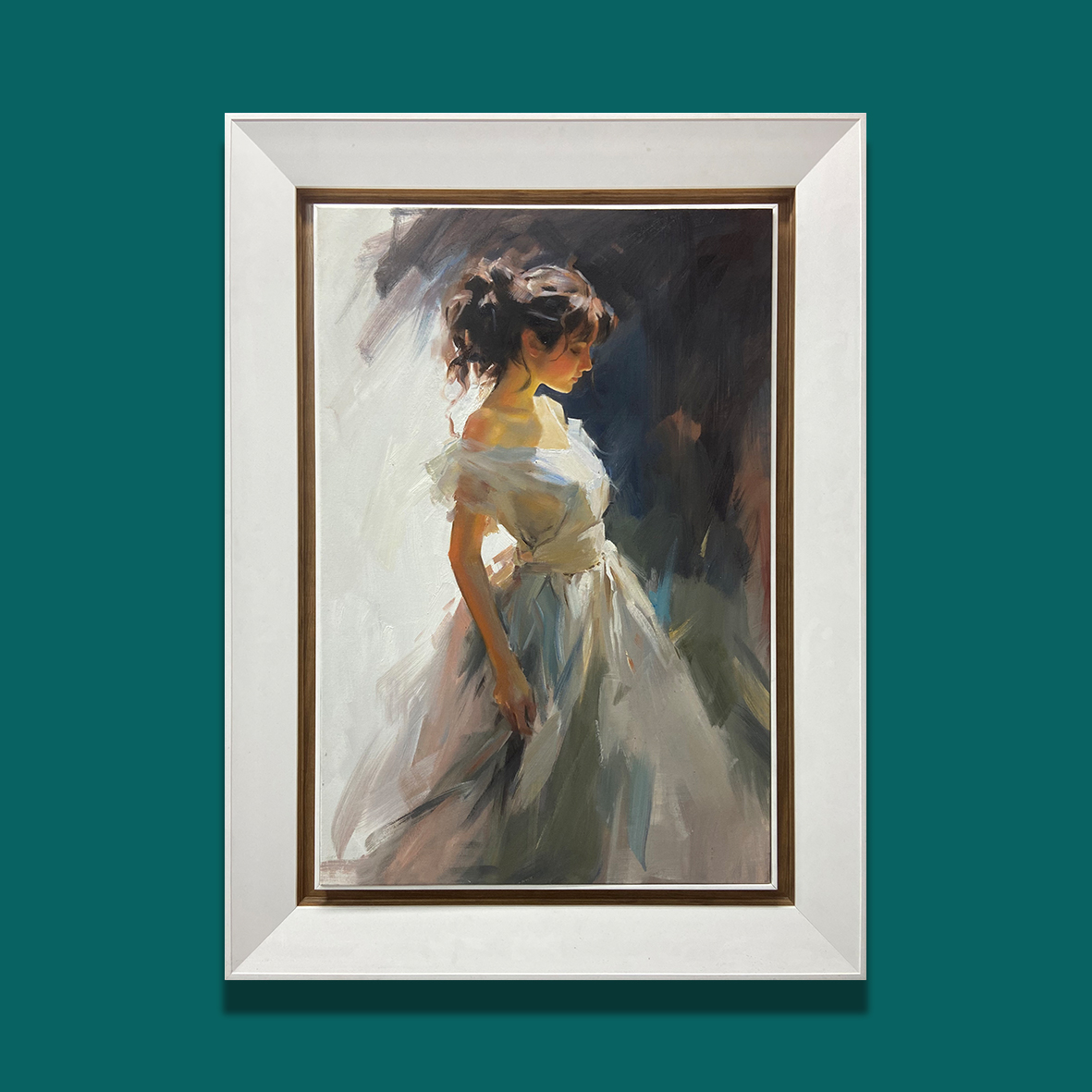 手工油画现代简约家庭装饰画书房玄关挂画餐厅客厅《少女》