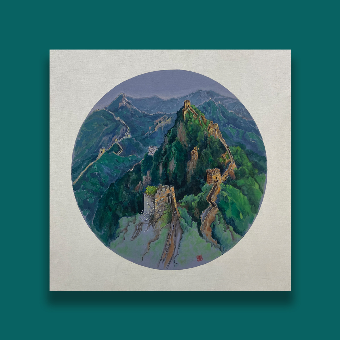 手工油画装饰收藏画现代艺术画油画居家装饰画《长城》许军辉