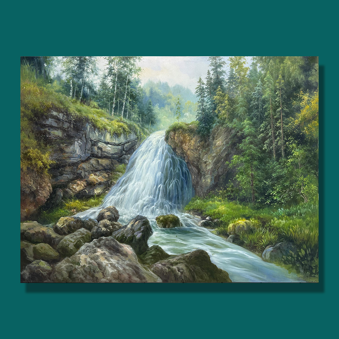 手工油画现代简约壁画家庭装饰画风景油画客厅挂画玄关餐厅