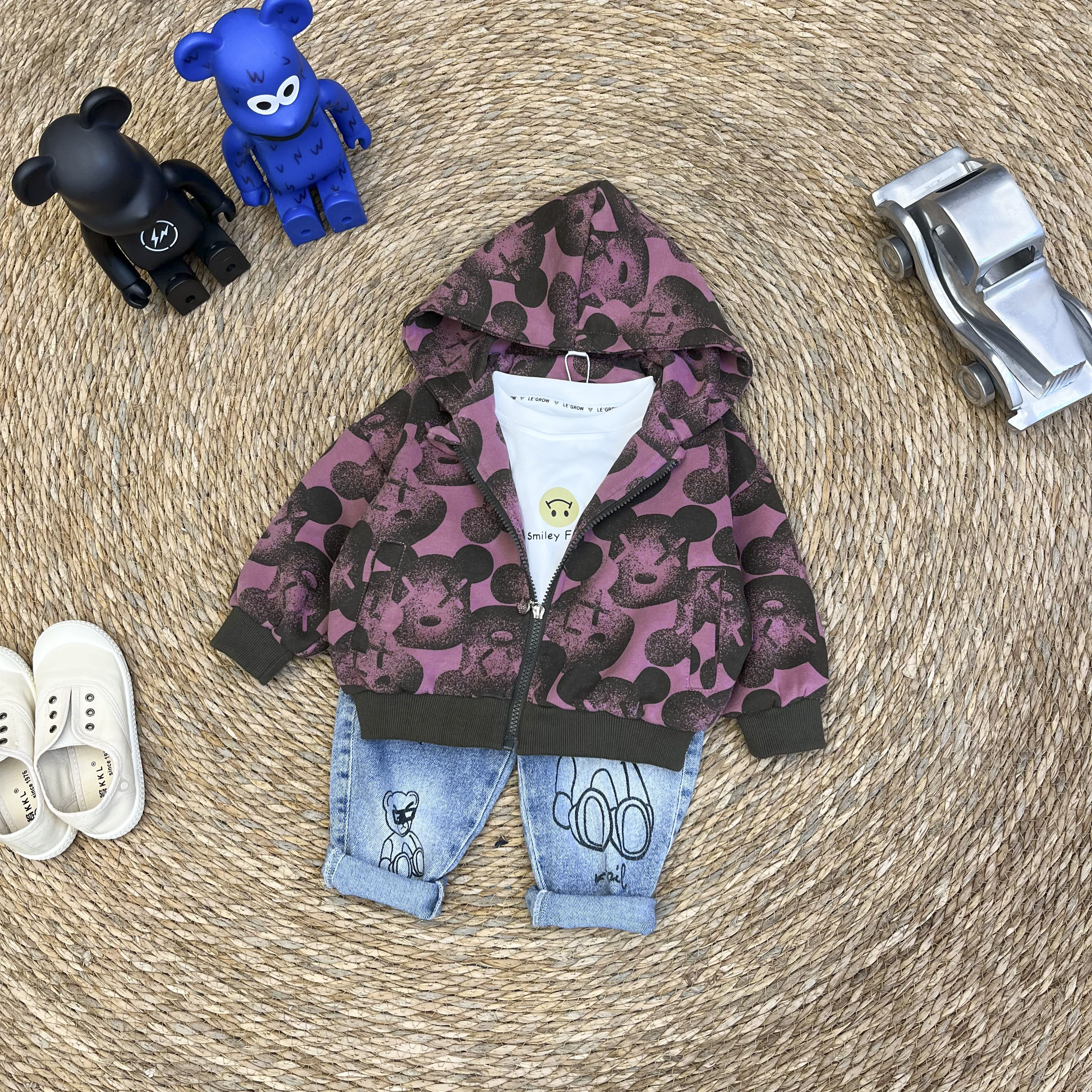 儿童春秋韩版卡通满印小熊外套SQ1101