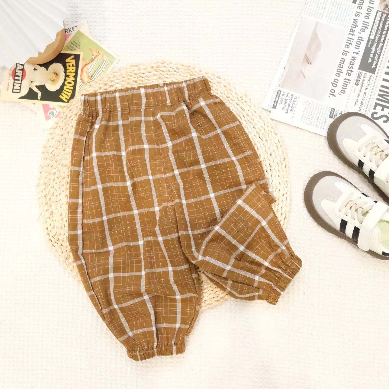 胡子头夏季男宝韩版时尚百搭格子裤H-1082