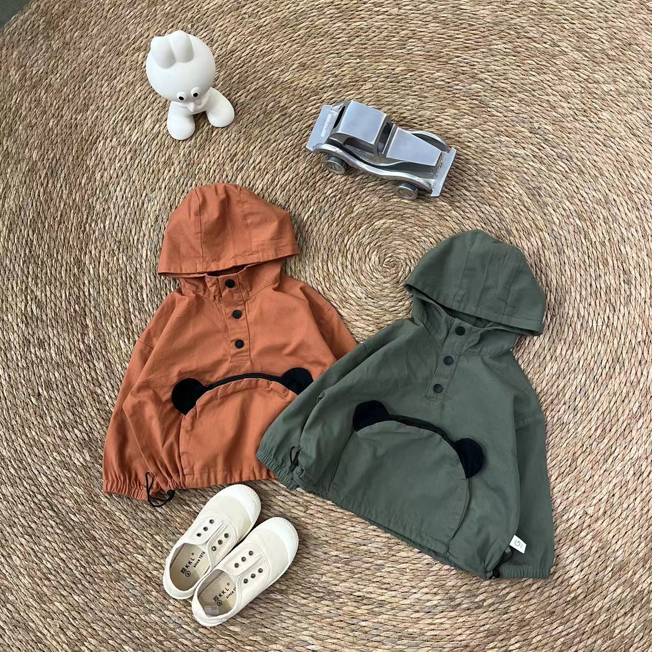 儿童春秋韩版卡通熊头大口袋连帽外套SQ1032 